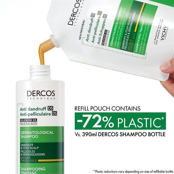 Vichy Dercos Anti Dandruff And Itchy Scalp Shampoo Dry Hair Refill 390Ml