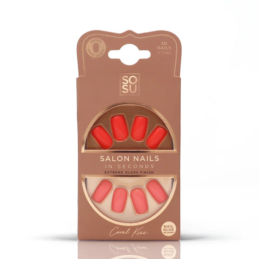 CORAL KISS FAUX NAILS