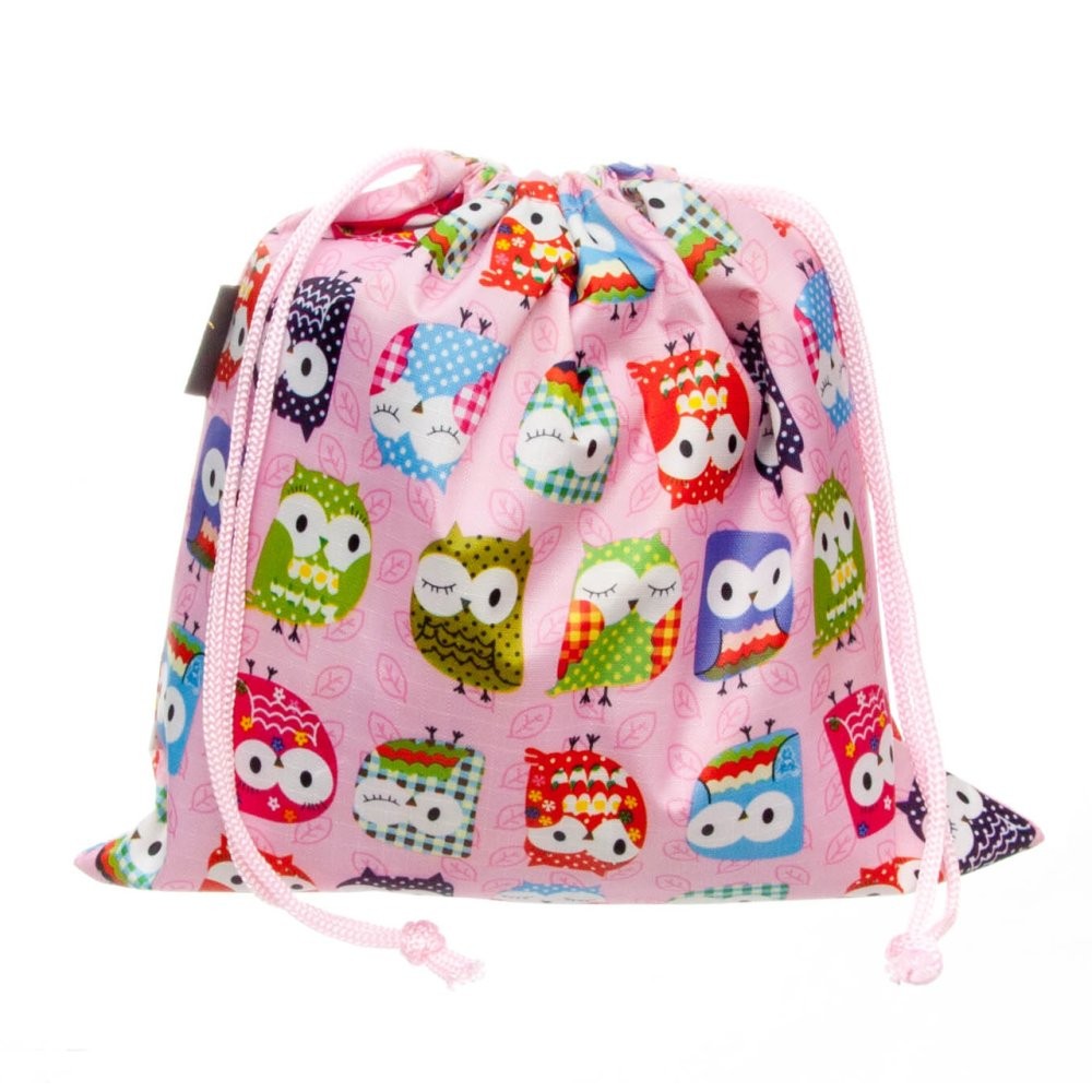 Owl Drawstring Washbag - Pink