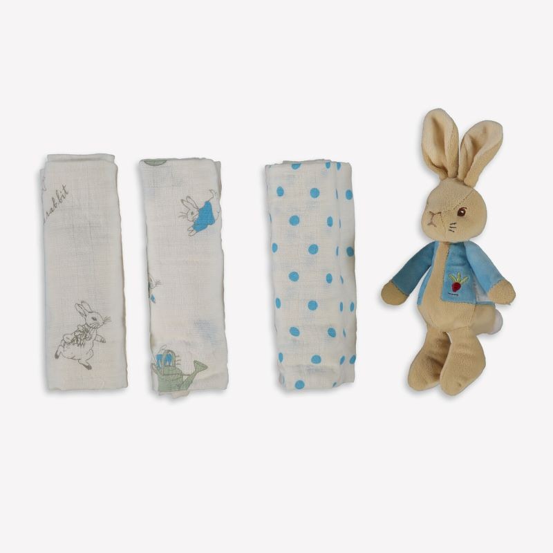 Peter Rabbit Soft Toy & Muslin Gift Set