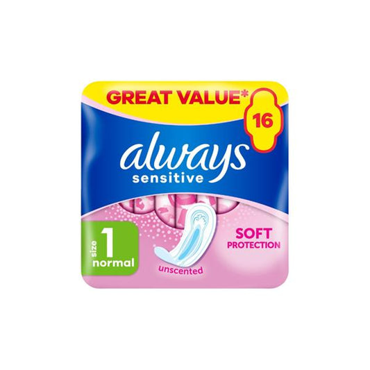 Always Sensitive Normal Pads (Size 1) - 16 Pack