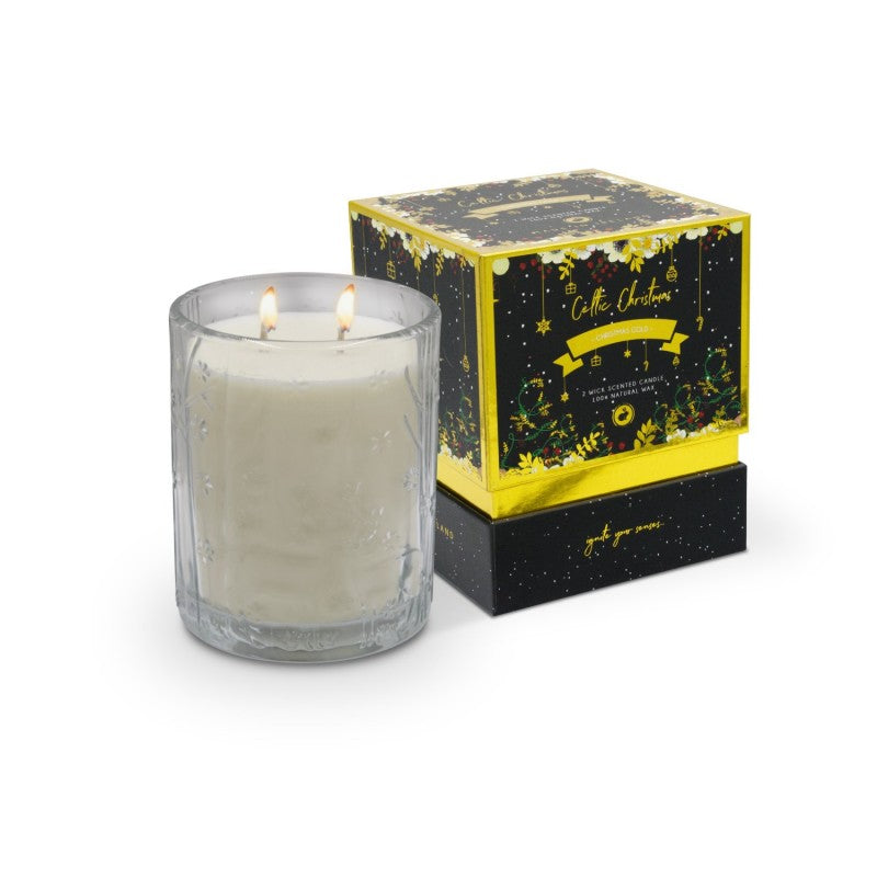 Celtic Candles Christmas Gold 2 Wick Candle