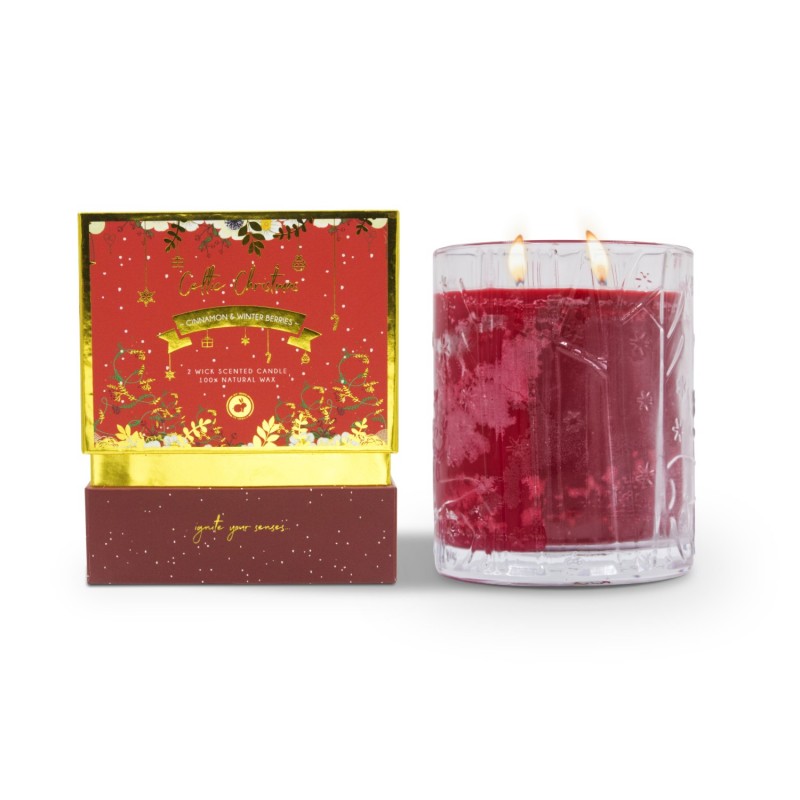 Celtic Candles Christmas Cinnamon & Winter Berries 2 Wick Candle