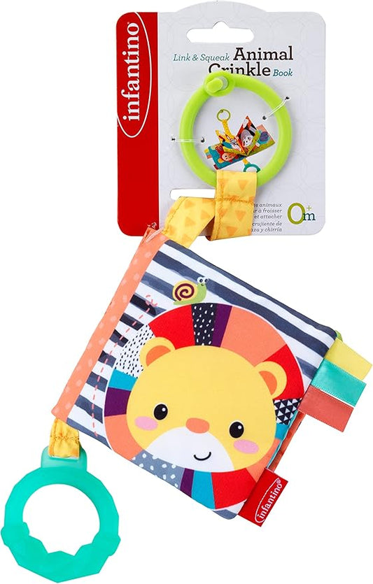 Infantino Link & Squeak Animal Crinkle Book