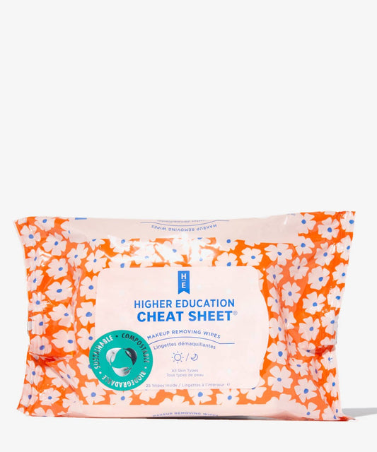 HIGHER EDUCATION SKINCARE CHEAT SHEET MAKEUP REMOVING WIPES 25pieces