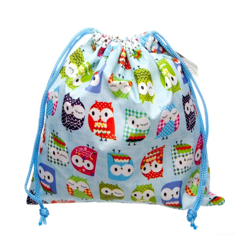 Owl Drawstring Washbag - Blue