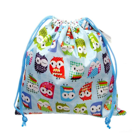 Owl Drawstring Washbag - Blue