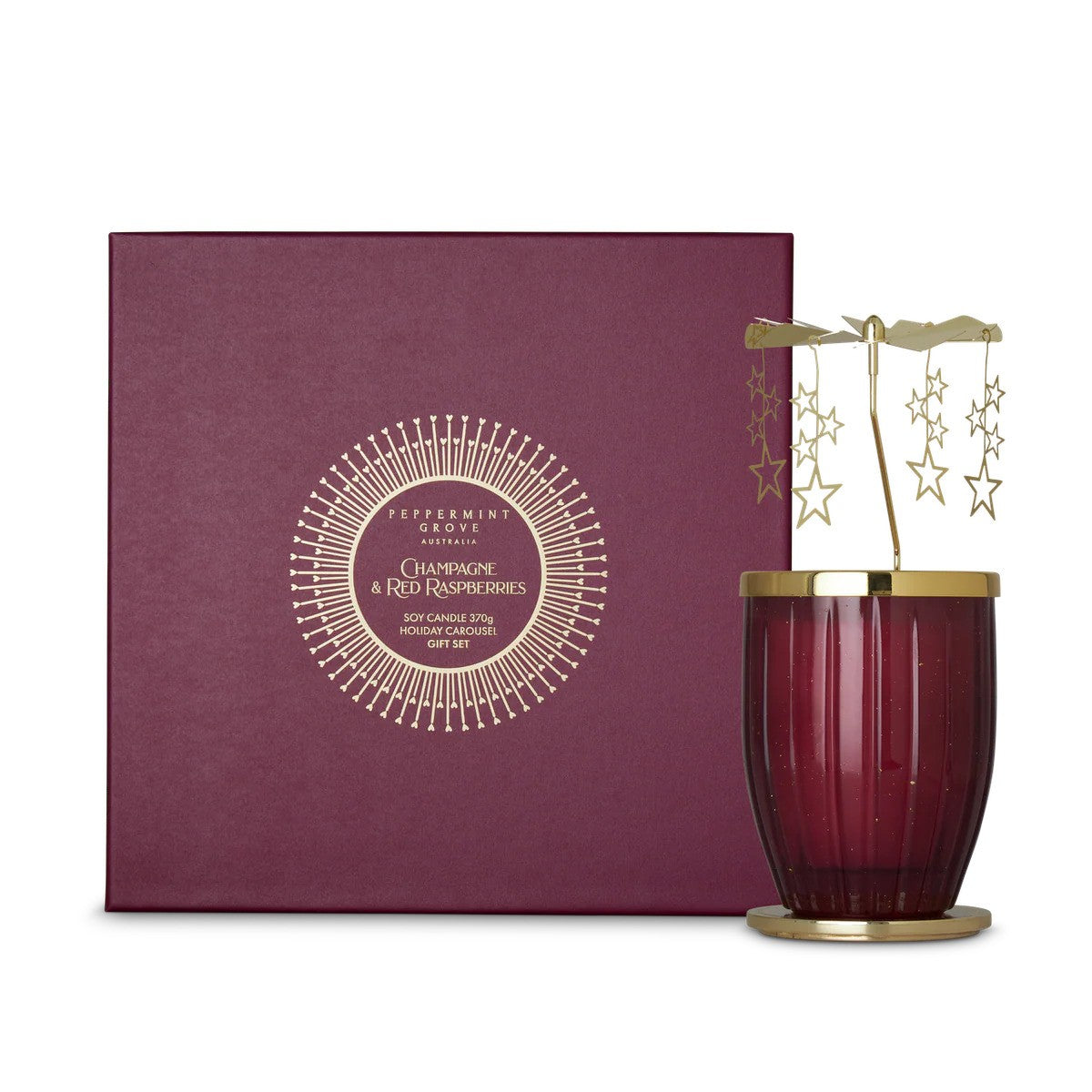 Peppermint Grove Champagne & Red Raspberries Candle Spinner 370g