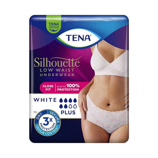 TENA Silhouette Plus Low Waist White Incontinence Underwear (Large | 12 Pack)