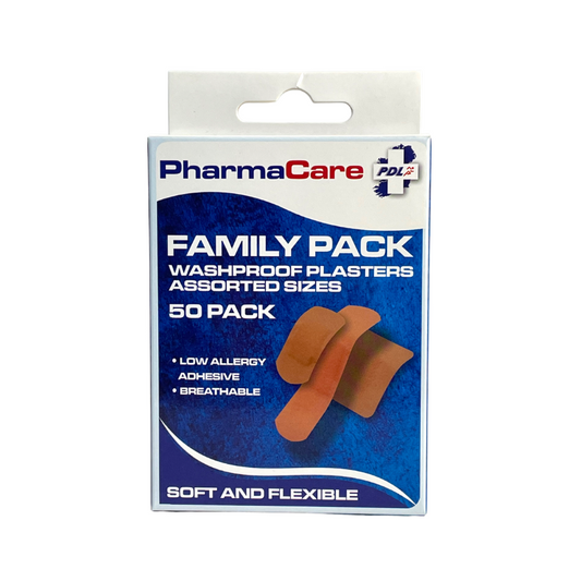 PharmaCare Washproof Assorted Plasters 50 Pack